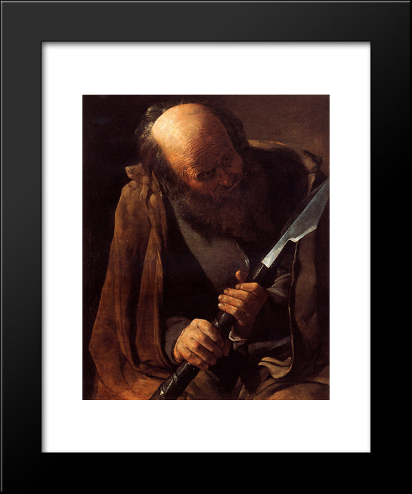 St. Thomas 20x24 Black Modern Wood Framed Art Print Poster by La Tour, Georges de