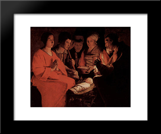 The Adoration Of The Shepherds 20x24 Black Modern Wood Framed Art Print Poster by La Tour, Georges de