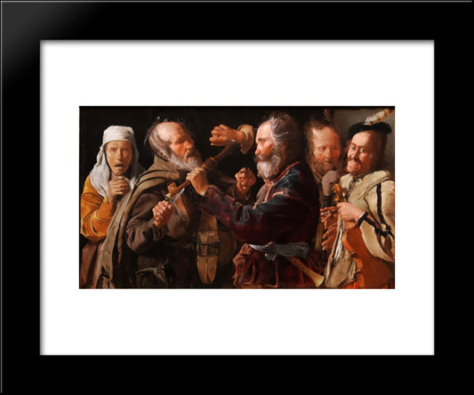 The Beggars' Brawl 20x24 Black Modern Wood Framed Art Print Poster by La Tour, Georges de