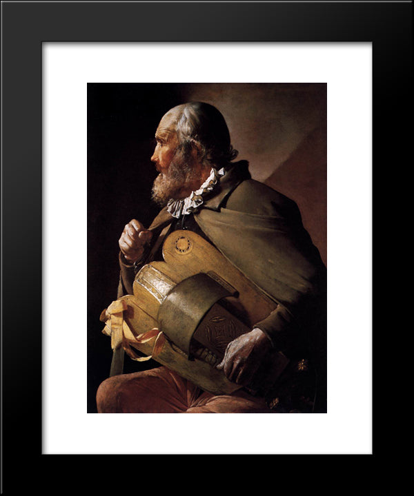 The Blind Hurdy Gurdy Player 20x24 Black Modern Wood Framed Art Print Poster by La Tour, Georges de