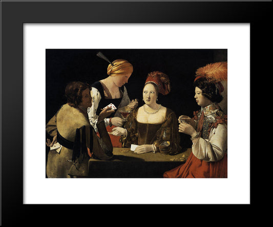 The Cheat With The Ace Of Diamonds 20x24 Black Modern Wood Framed Art Print Poster by La Tour, Georges de