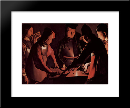 The Dice Players 20x24 Black Modern Wood Framed Art Print Poster by La Tour, Georges de
