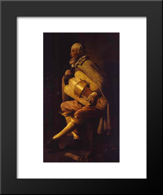 The Hurdy-Gurdy Player 20x24 Black Modern Wood Framed Art Print Poster by La Tour, Georges de