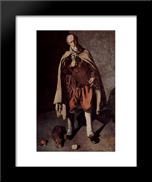 The Hurdy-Gurdy Player With A Dog 20x24 Black Modern Wood Framed Art Print Poster by La Tour, Georges de