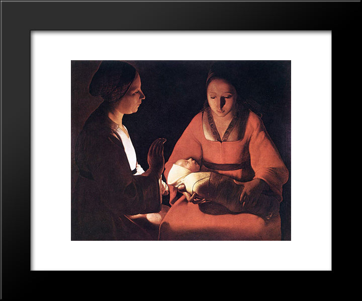 The Newborn 20x24 Black Modern Wood Framed Art Print Poster by La Tour, Georges de