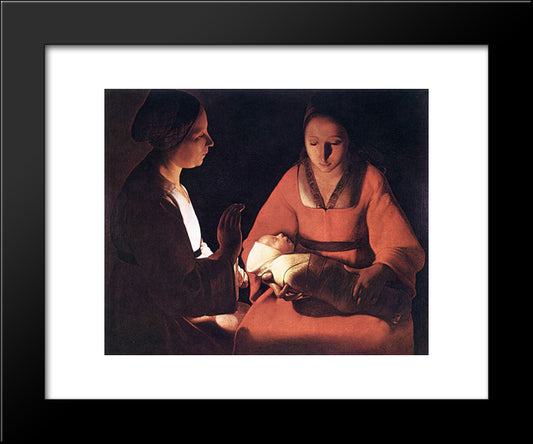 The Newborn 20x24 Black Modern Wood Framed Art Print Poster by La Tour, Georges de