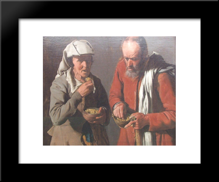 The Porridge Eaters 20x24 Black Modern Wood Framed Art Print Poster by La Tour, Georges de