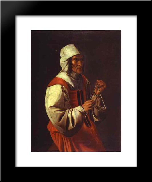 The Triangle Player 20x24 Black Modern Wood Framed Art Print Poster by La Tour, Georges de