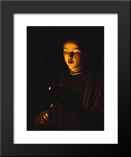 The Young Singer 20x24 Black Modern Wood Framed Art Print Poster by La Tour, Georges de