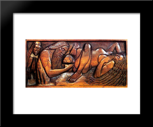 Birth, Wooden Bed Panel 20x24 Black Modern Wood Framed Art Print Poster by Lacombe, Georges