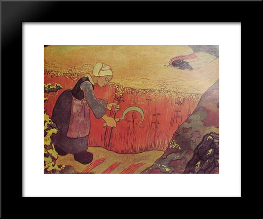 Harvesting Of Buckwheat In Britain 20x24 Black Modern Wood Framed Art Print Poster by Lacombe, Georges