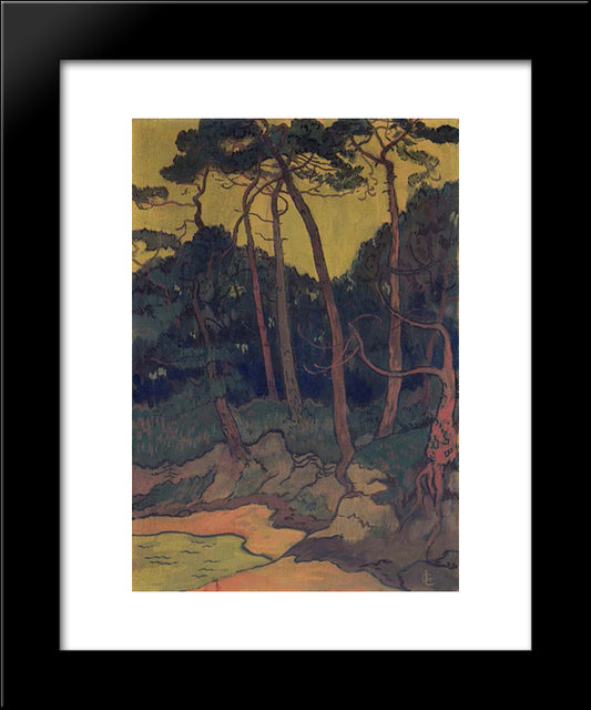 Pines On The Shore 20x24 Black Modern Wood Framed Art Print Poster by Lacombe, Georges