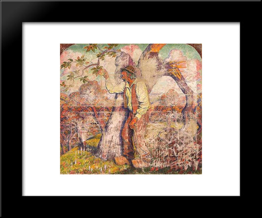 The Apple Picker 20x24 Black Modern Wood Framed Art Print Poster by Lacombe, Georges