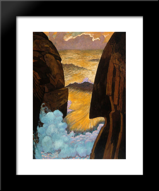 The Green Wave, Vorhor 20x24 Black Modern Wood Framed Art Print Poster by Lacombe, Georges