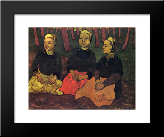 Three Breton Women In The Forest 20x24 Black Modern Wood Framed Art Print Poster by Lacombe, Georges