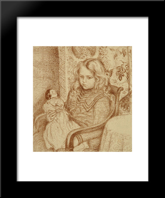 Girl With Doll 20x24 Black Modern Wood Framed Art Print Poster by Lemmen, Georges