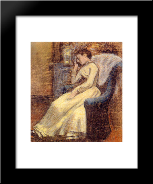 Julie Lemmen Sleeping In An Armchair 20x24 Black Modern Wood Framed Art Print Poster by Lemmen, Georges