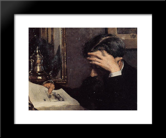 Man Reading 20x24 Black Modern Wood Framed Art Print Poster by Lemmen, Georges