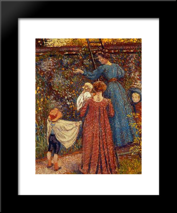 Picking Fruit 20x24 Black Modern Wood Framed Art Print Poster by Lemmen, Georges