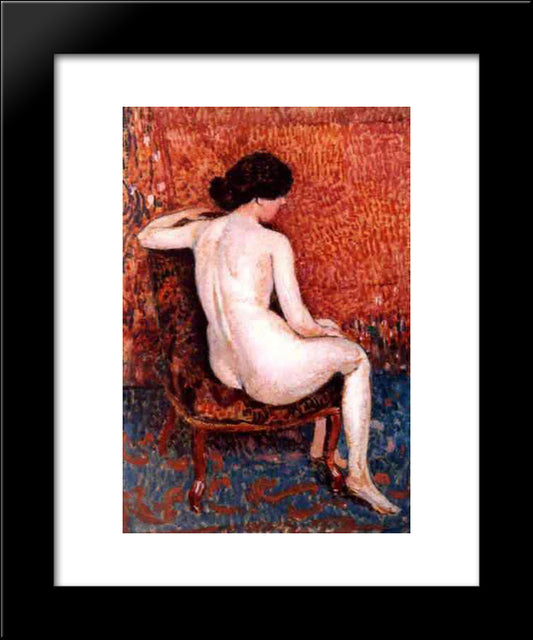 Sitting Nude On Chair 20x24 Black Modern Wood Framed Art Print Poster by Lemmen, Georges