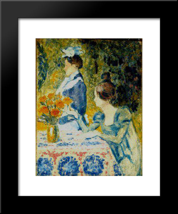 Two Women In The Garden 20x24 Black Modern Wood Framed Art Print Poster by Lemmen, Georges