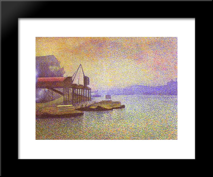 View Of The Thames 20x24 Black Modern Wood Framed Art Print Poster by Lemmen, Georges