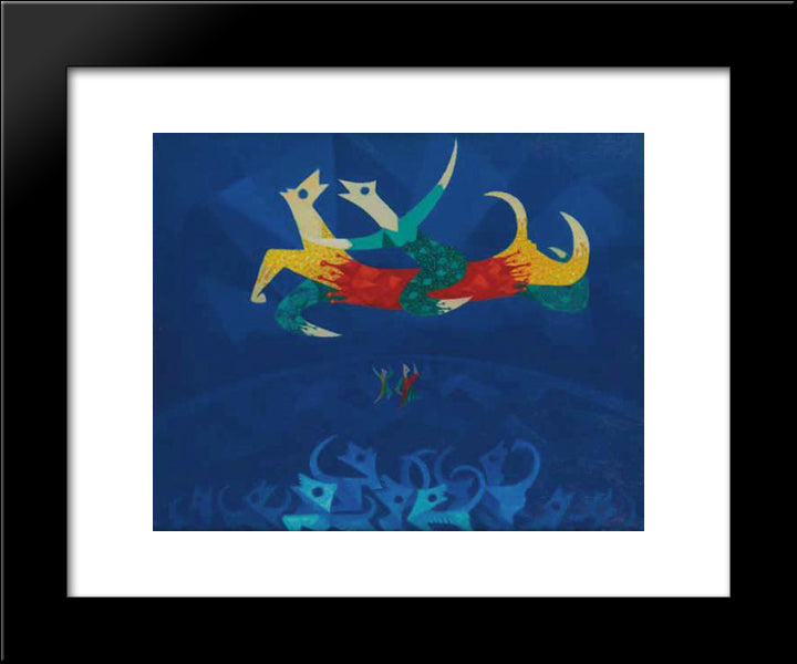 Chiens De Cirque 20x24 Black Modern Wood Framed Art Print Poster by Papazoff, Georges