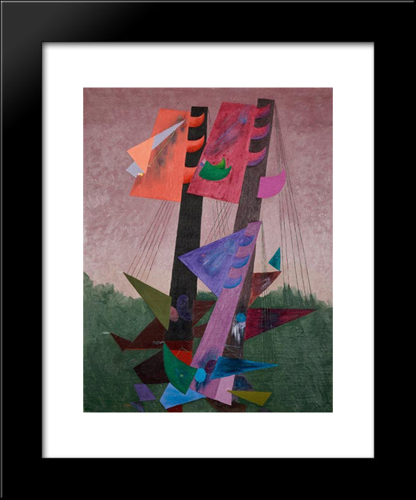 Composition Aux Mats 20x24 Black Modern Wood Framed Art Print Poster by Papazoff, Georges