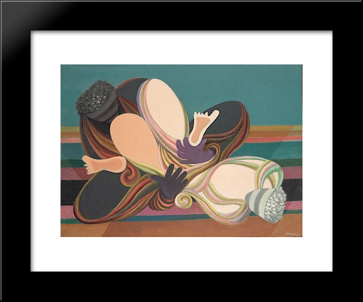 Sans Titre (De La Serie Des Lutteurs) 20x24 Black Modern Wood Framed Art Print Poster by Papazoff, Georges
