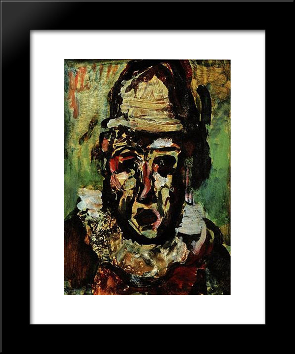 Clown Tragique 20x24 Black Modern Wood Framed Art Print Poster by Rouault, Georges