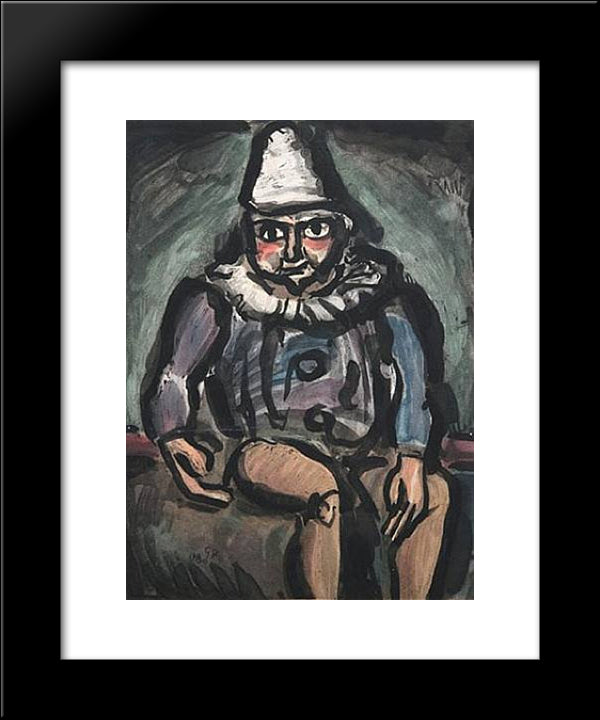 Le Vieux Clown 20x24 Black Modern Wood Framed Art Print Poster by Rouault, Georges