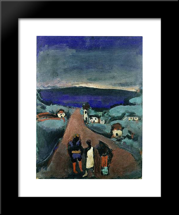 Trois Personnages Dans Un Paysage De Bretagne 20x24 Black Modern Wood Framed Art Print Poster by Rouault, Georges