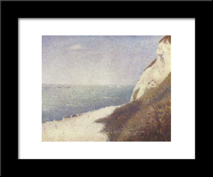 Beach At Bas Butin, Honfleur 20x24 Black Modern Wood Framed Art Print Poster by Seurat, Georges