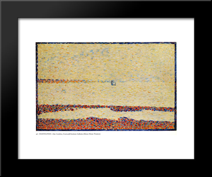 Beach At Gravelines 20x24 Black Modern Wood Framed Art Print Poster by Seurat, Georges