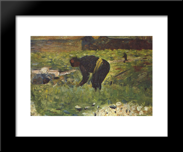 Farmer To Work 20x24 Black Modern Wood Framed Art Print Poster by Seurat, Georges