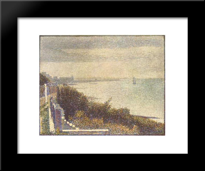 Grandcamp, Evening 20x24 Black Modern Wood Framed Art Print Poster by Seurat, Georges