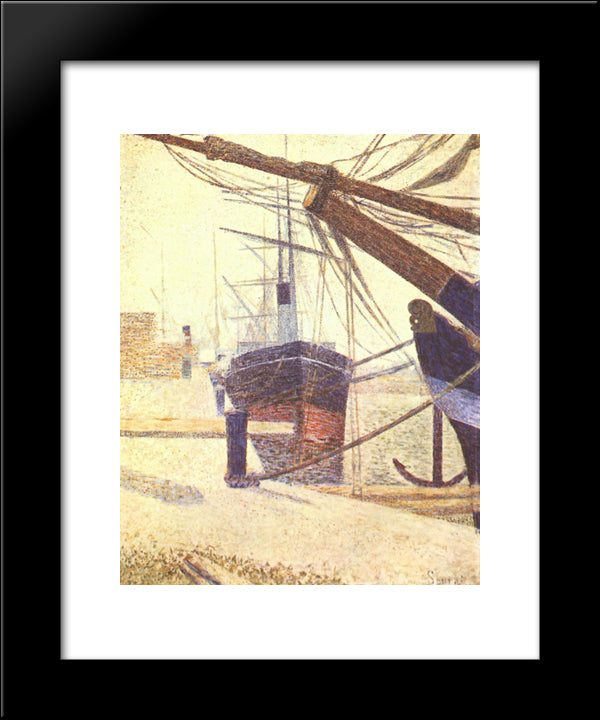 Harbor In Honfleur 20x24 Black Modern Wood Framed Art Print Poster by Seurat, Georges