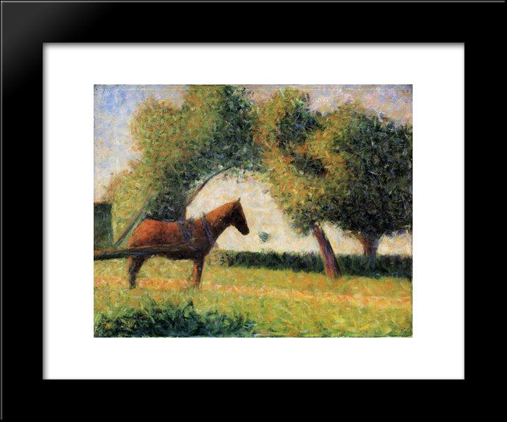 Horse And Cart 20x24 Black Modern Wood Framed Art Print Poster by Seurat, Georges