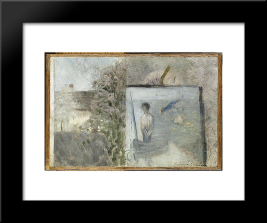 Landscape With Sinners Puvis De Chava 20x24 Black Modern Wood Framed Art Print Poster by Seurat, Georges