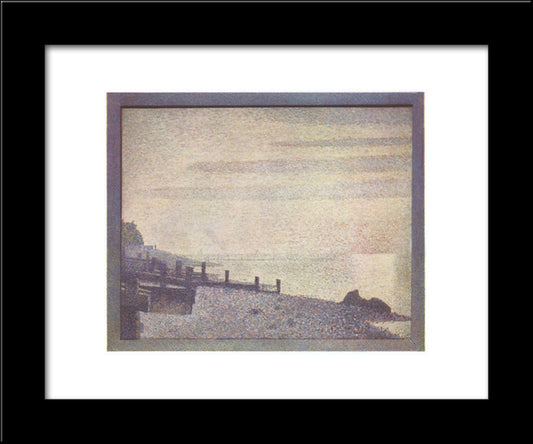 Mouth Of The Seine At Honfleur, Evening 20x24 Black Modern Wood Framed Art Print Poster by Seurat, Georges