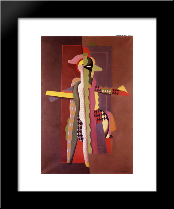 Arlequin Dansant 20x24 Black Modern Wood Framed Art Print Poster by Valmier, Georges