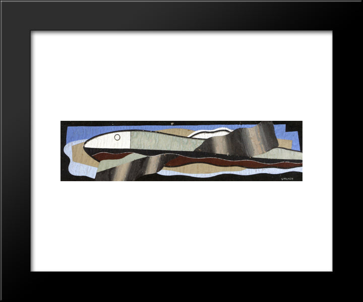 Composition (Fish) 20x24 Black Modern Wood Framed Art Print Poster by Valmier, Georges