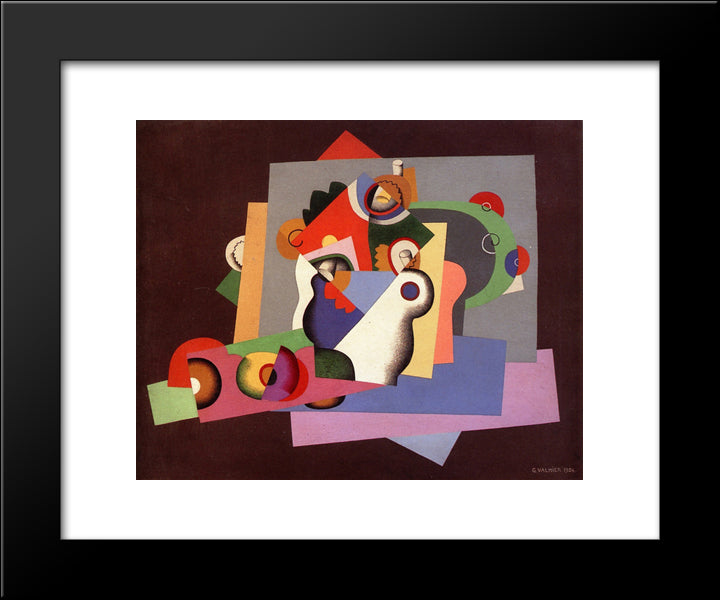 Composition With Flowers 20x24 Black Modern Wood Framed Art Print Poster by Valmier, Georges