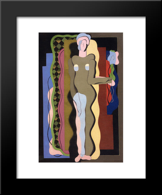 Nude With A Flower 20x24 Black Modern Wood Framed Art Print Poster by Valmier, Georges