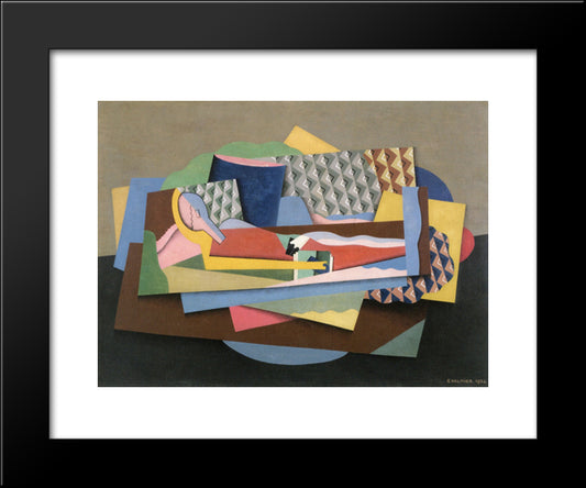 Reclining Woman 20x24 Black Modern Wood Framed Art Print Poster by Valmier, Georges
