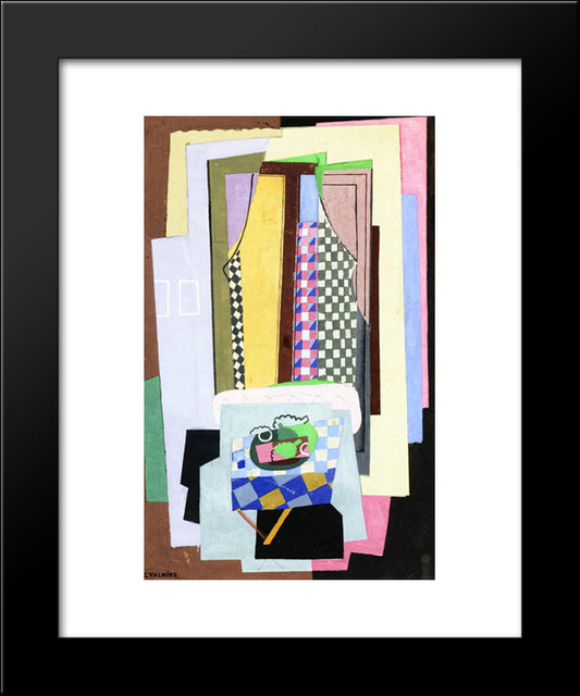 Still Life In Front Of A Window 20x24 Black Modern Wood Framed Art Print Poster by Valmier, Georges