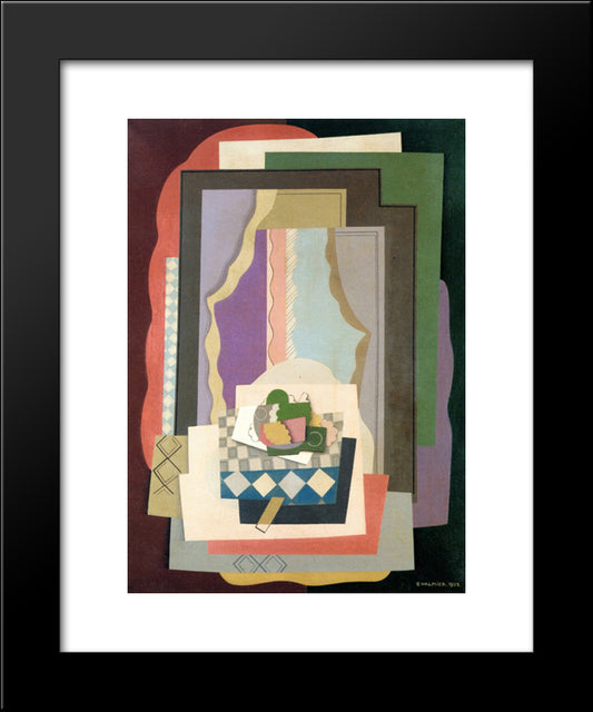 Still Life In Front Of The Window 20x24 Black Modern Wood Framed Art Print Poster by Valmier, Georges