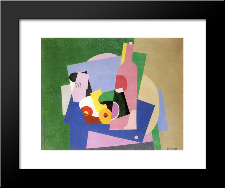 Still Life With Bottle 20x24 Black Modern Wood Framed Art Print Poster by Valmier, Georges