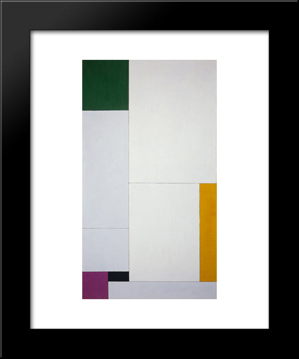 Composition Derived From The Equation Y = - Ax2 + Bx + 18 With Green, Orange, Violet (Black) 20x24 Black Modern Wood Framed Art Print Poster by Vantongerloo, Georges