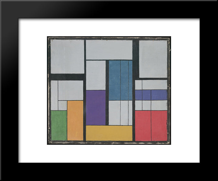 Composition Ii, Indigo Violet Derived From Equilateral Triangle 20x24 Black Modern Wood Framed Art Print Poster by Vantongerloo, Georges